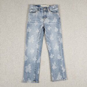 Signature by Levi Strauss Heritage High Ankle Straight Jeans Women 7 Blue Floral